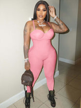 Spaghetti Strap Solid Color Bodycon Rompers