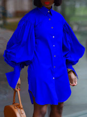 Langes Minikleid mit Laternenärmeln