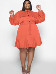 Minivestidos con volantes de color liso y manga larga