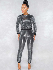 Two Piece Sequin Long Sleeve Pullover & Pants