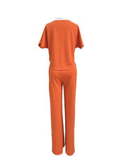 Two Piece Short Sleeve Tops & Drawstring Pants