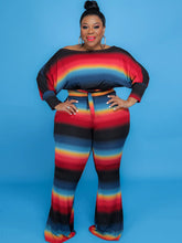 Conjuntos de dos piezas con top corto y pantalones acampanados de talla grande