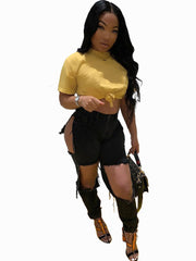 Pantalones ajustados de mezclilla con cintura alta y cortes