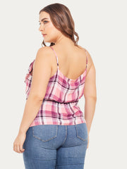 Top a cuadros con cuello en V