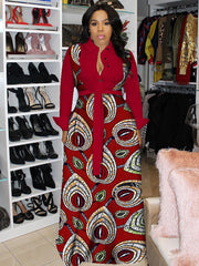 Vestidos maxi con camisa estampada de manga larga