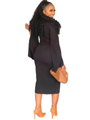 Long Slit Sleeve Bodycon Midi Dresses