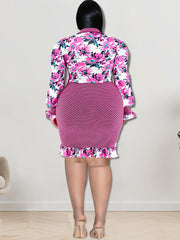 Minivestidos de patchwork con estampado floral y manga larga