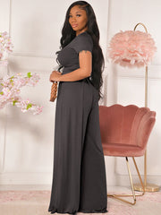Two Piece Solid Wide Leg Outfits
