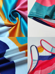 Ärmelloses, figurbetontes Maxikleid mit Farbblockdesign