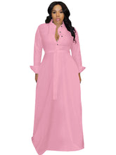 Vestidos largos con camisa de manga larga y cinturón