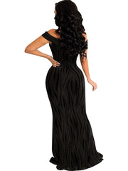 Vestidos largos ajustados con escote en V, sin mangas y hombros descubiertos