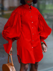 Langes Minikleid mit Laternenärmeln