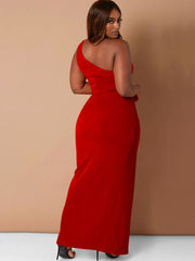 Plus Size One Shoulder Sleeveless Maxi Dresses