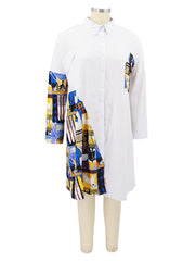 Camisas sueltas de manga larga y tallas grandes, vestidos midi