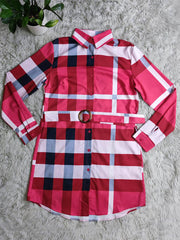 Long Sleeve Plaid Print Bodycon Mini Dresses