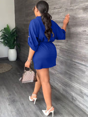 Long Sleeves Ruched Drawstring Mini Dresses