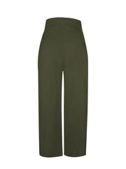 Einfarbige, gerüschte, lange Hose mit weitem Bein