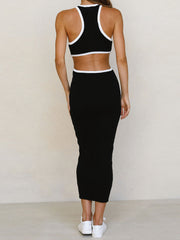 Vestidos midi ahuecados sin mangas con cuello redondo y ajustado