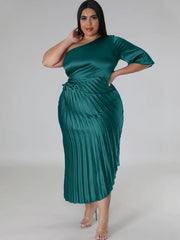 Vestidos largos fruncidos con cordones y un solo hombro