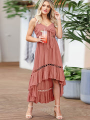 Fließende, asymmetrische Midikleider mit Spaghettiträgern