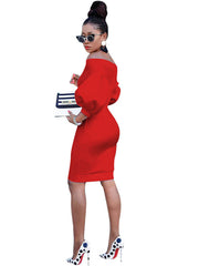 Off Shoulder Bodycon Midi Dresses