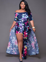 Off Shoulder Floral Print High Split Maxi Dress