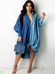 Vestidos camiseros de manga larga con botones y cordón ajustable