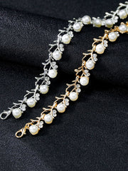 Conjuntos de collares y pulseras con pendientes y perlas de diamantes de imitación