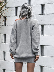 Langarm One-Shoulder-Pullover-Minikleider