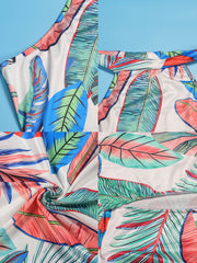 Vestido de sirena sin mangas con estampado floral y cortes