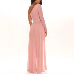 One Shoulder Mesh Patchwork Jumpsuit