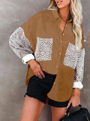 Leopard Patchwork Button Down Shirt