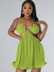 Neckholder-ärmellose Criss-Cross-Minikleider