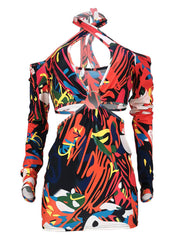 Langärmlige, schulterfreie Minikleider mit Cut-Outs