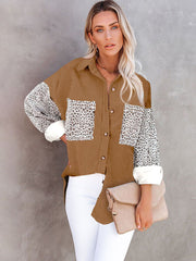 Leopard Patchwork Button Down Shirt