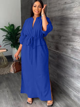 Half Sleeves Tie Up Maxi Dresses