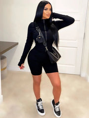 Long Sleeves Zipper Bodycon Rompers