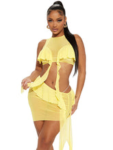 Conjunto de chaleco y falda de malla sin mangas con dobladillo con volantes