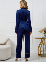 Zweiteiliges Loungewear-Set aus Velours mit Trägertops und langen Hosen