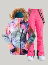 Traje de esquí colorido impermeable, chaqueta de snowboard a prueba de viento, conjuntos de pantalones