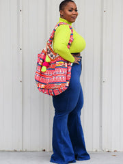 Denim-Schlaghose mit hoher Taille in Übergröße