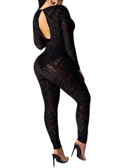 Round Neck Mesh Jumpsuit