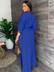 Half Sleeves Tie Up Maxi Dresses