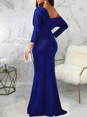 Vestidos maxi de manga larga con un solo hombro