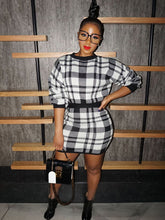 Trajes de falda de punto de dos piezas con estampado a cuadros