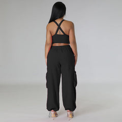 Zweiteilige ärmellose Crop-Tops und Hosen