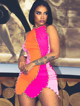 Ärmellose Minikleider mit Farbblock und Perlen