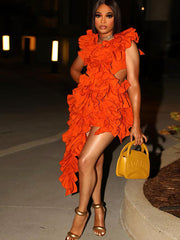 Ärmellose, rückenfreie, asymmetrische Minikleider mit Kräuseleffekt