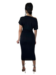 One-Shoulder-Kurzarm-Midikleider mit Rüschen