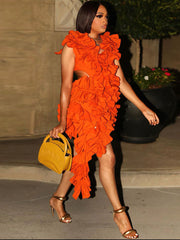 Ärmellose, rückenfreie, asymmetrische Minikleider mit Kräuseleffekt